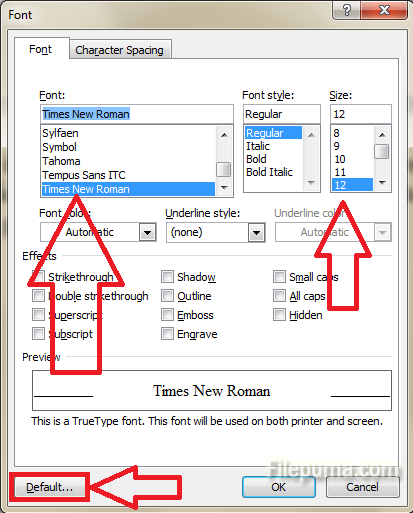 Font and font size 2